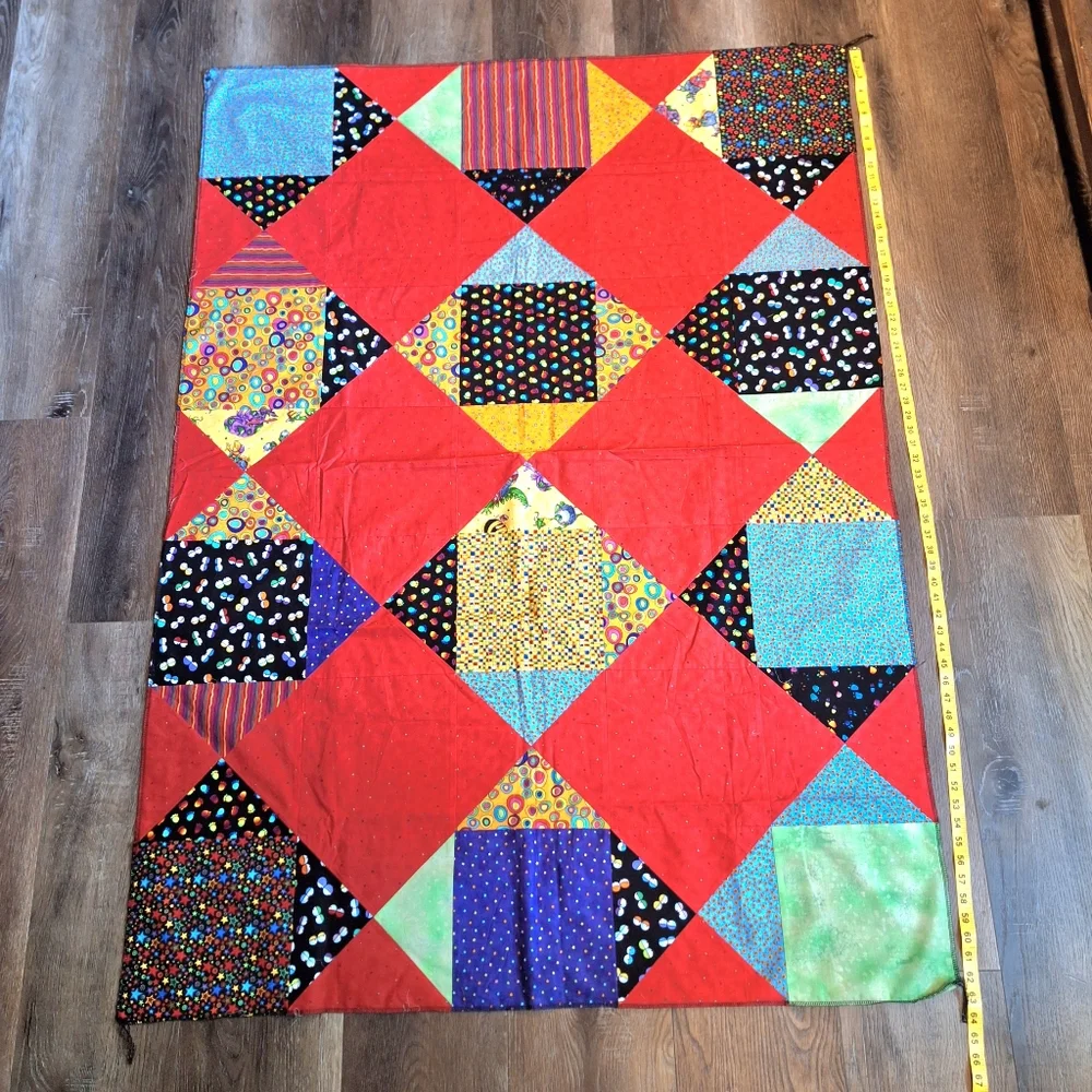 Whimsical Dragon Characters Patchwork Quilt Top, Handmade, NWOT